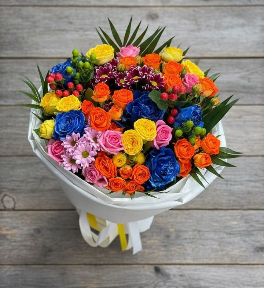 Букет цветов из: Розы и Хризантемы в Шалушке