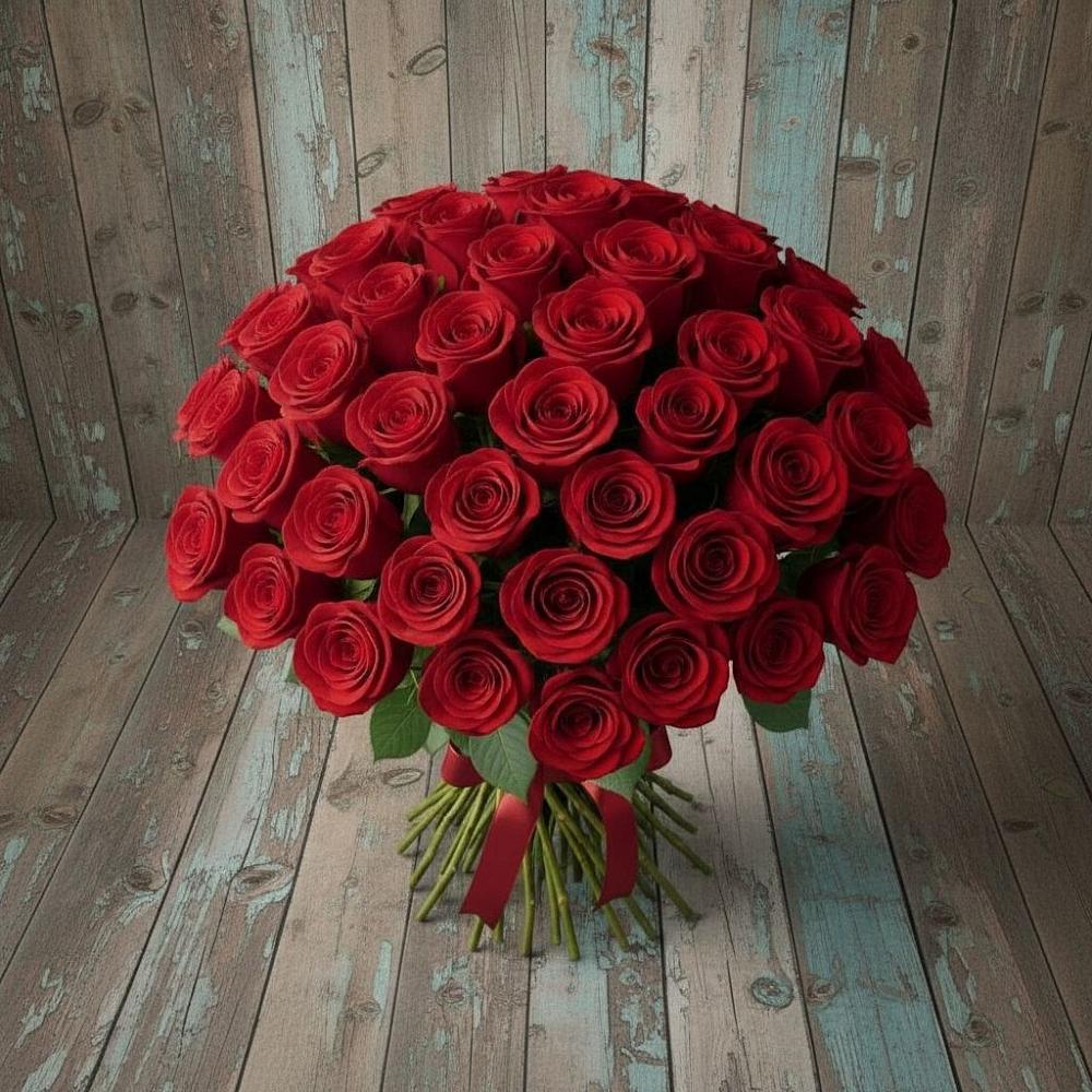 Букет 55 Красных роз Фридом в Шалушке