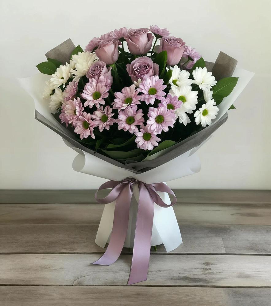 Букет цветов из: Хризантемы и Розы в Шалушке