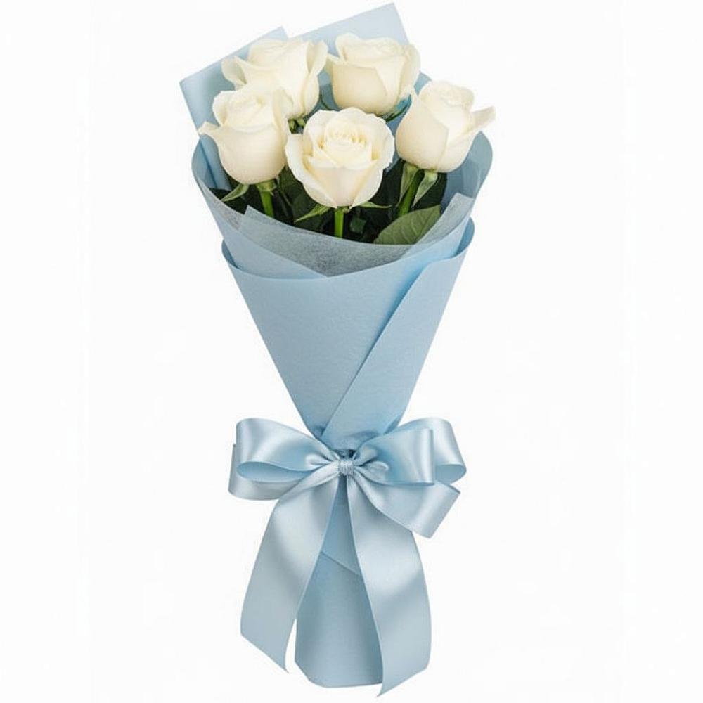 Букет 5 Белых роз Проуд в Шалушке