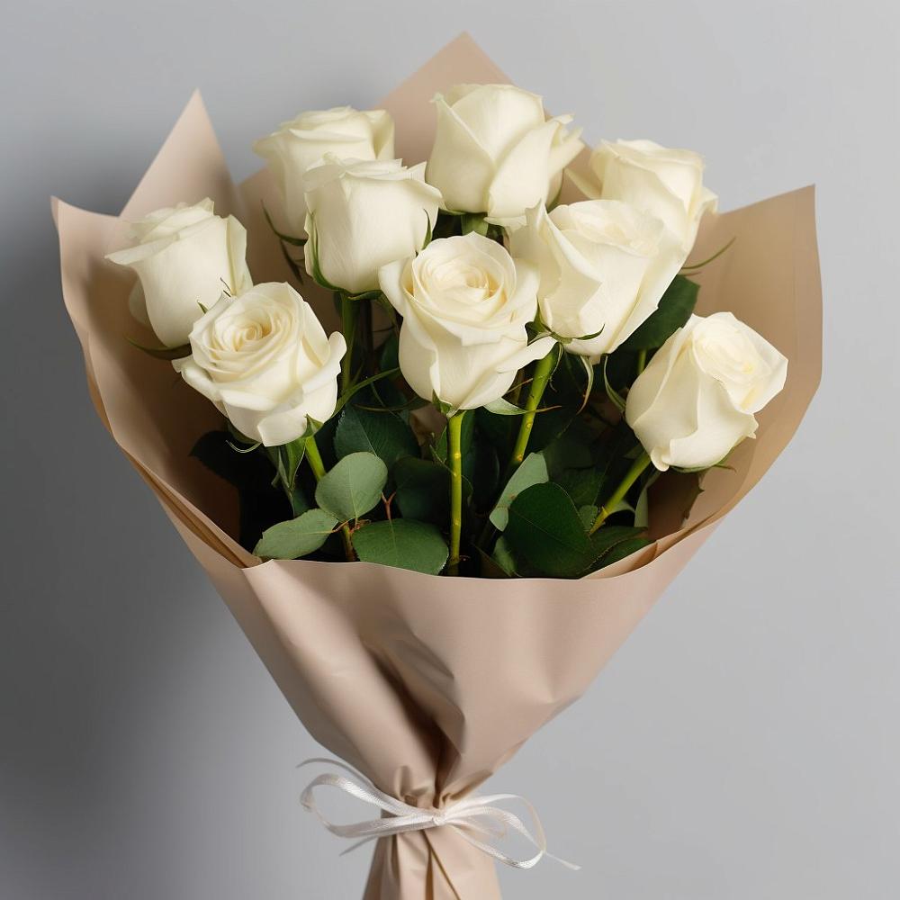 Букет 9 Белых роз Эдлесс Лав в Шалушке