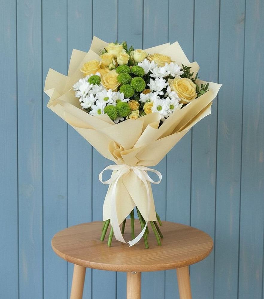 Букет цветов из: Хризантемы и Розы в Шалушке