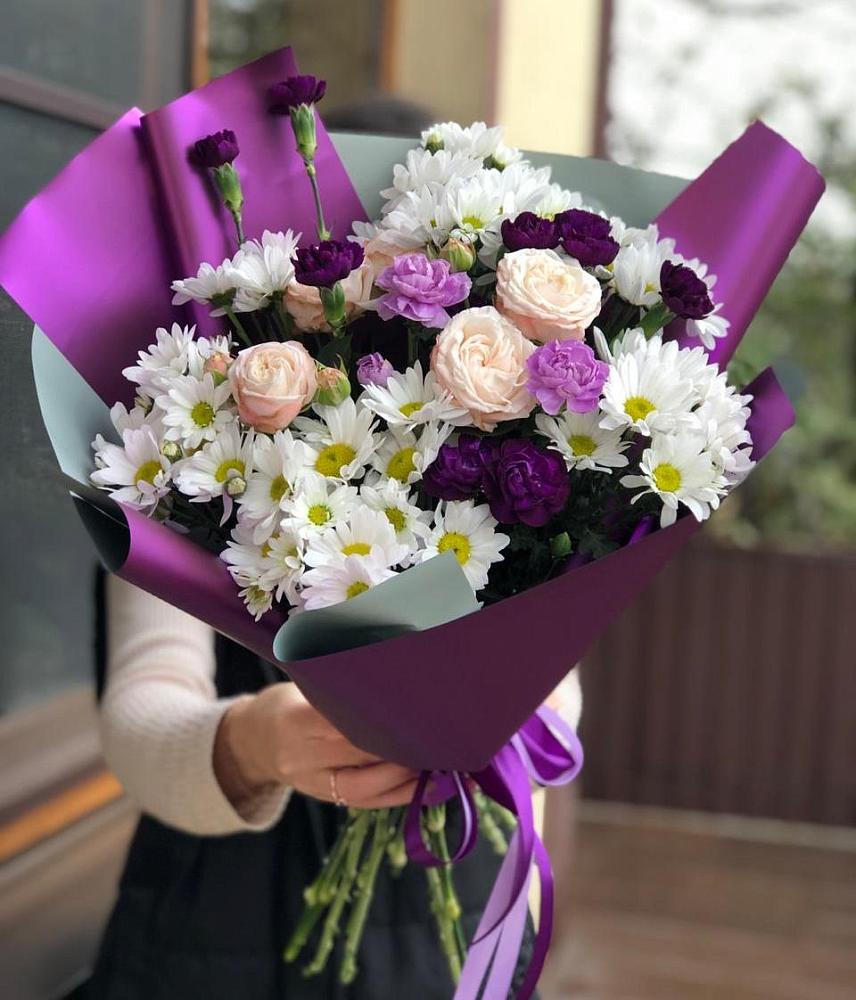 Букет цветов из: Хризантемы, Гвоздики и Розы в Шалушке