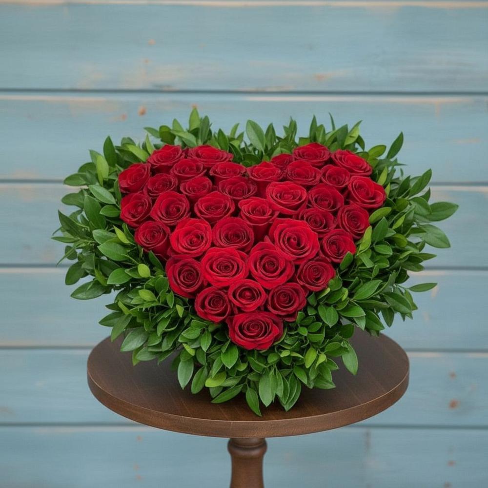 Цветочная композиция из Розы в виде сердца в Шалушке