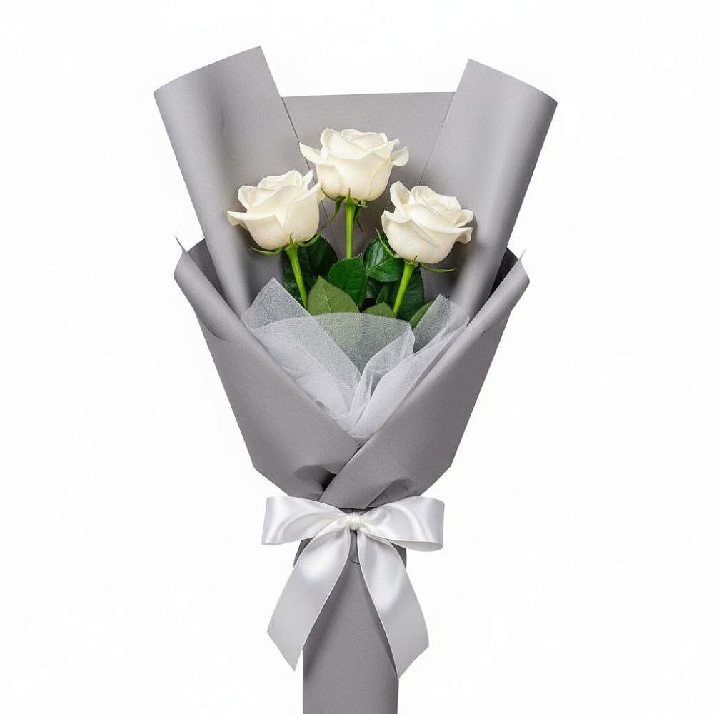 Букет 3 белые розы в Шалушке
