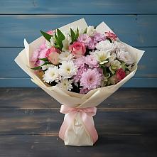 Букет цветов из:  Хризантемы, Альстромерии и Розы #REPLACE_PRED# Шалушке