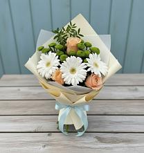 Букет цветов из:  Герберы, Розы и Хризантемы #REPLACE_PRED# Шалушке