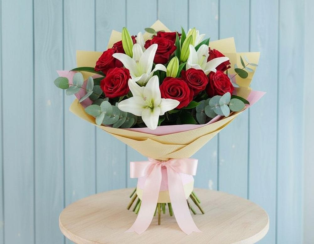 Букет цветов из: Лилии и Розы в Шалушке